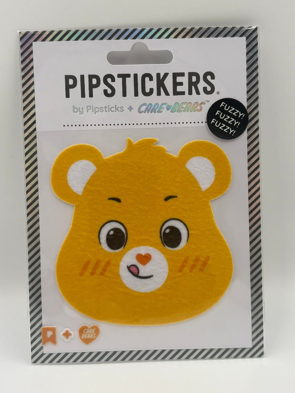 Pipsticks Care Bears Funshine Bear Fuzzy Sticker Yellow Collectible NEW